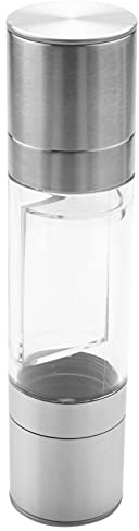 Xtahdge Molinillo de Sal y Pimienta de Acero Inoxidable 2 en 1 Molinillos para Moler de Sal y Pimienta Manuales Rellenables con Doble Grosor Ajustable y Cuerpo de Acrílico Transparente