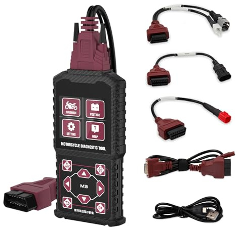 M3-C Diagnostic Moto Lecteur de Code Moto Scanner Outil de Diagnostic Moto avec Test de Tension Test Rapide pour S*UZUKI E*UROV VE*Spa OBDII