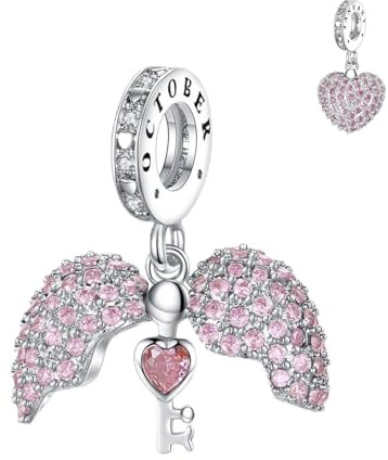 Annmors 925 Sterlingsilber Geburtsstein Anhänger Herz Charms für Armband und Kette, für Pandora