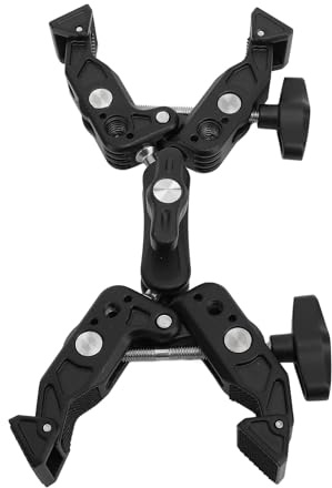 Super Clamp Double Pince de Serrage pour Appareil Photo, Support de Pince à Crabe avec Double Tête Sphérique et Bras Magique, Filetage 1/4 3/8, pour Moniteurs, Caméras d'action