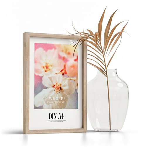 Whole® Premium Bilderrahmen A4 (21x30 cm) Holz Eiche 1-Pack | DIN A4 Rahmen 21x29,7 cm | Picture Frame Holz