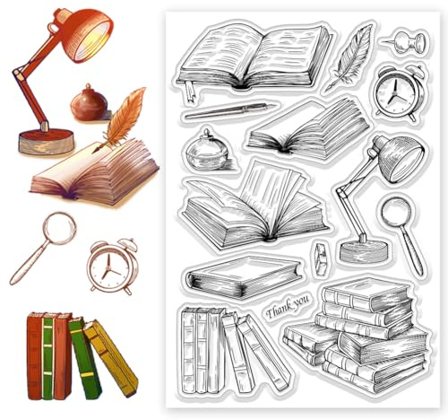 CHGCRAFT Silikon Stempel Bücher Stempel Transparente Stempel Clear Stamps Stempelset für DIY Scrapbooking Journaling Fotoalbum Dekorative Geschenkanhänger Kartenherstellung, 4.3×6.3 Zoll