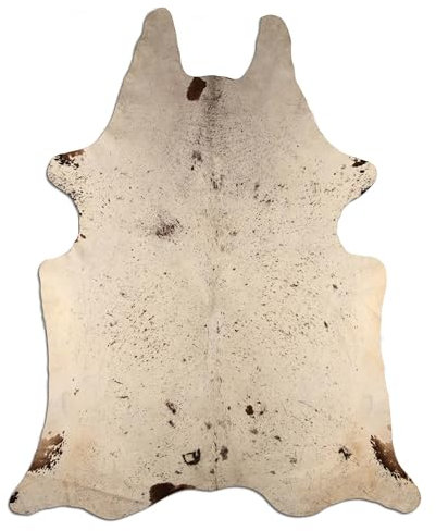 Livorio Premium Kuhfell Teppich - Salt & Pepper braun weiß - einmaliges Naturprodukt aus Südamerika | Rinderfell | Echtfell