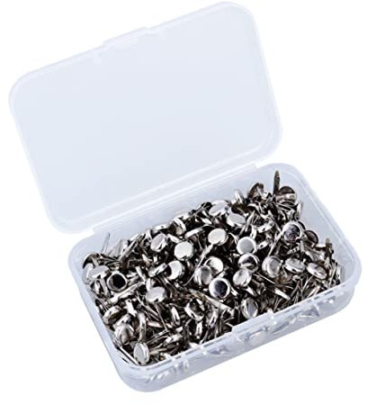 SEWACC 200stücke Metall Brads Rundkopfklammern Silber Mit Aufbewahrungsbox Rostfrei Wasserfest Zum Basteln Scrapbooking Und Befestigen Von Fotos Sowie Bändern