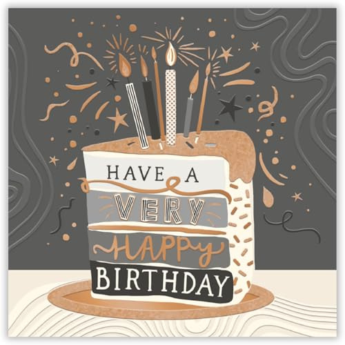 Noel Tatt Birthday Card - Happy Birthday Card with Contemporary Birthday Cake Design and Special Finishes - Birthday Card for Men