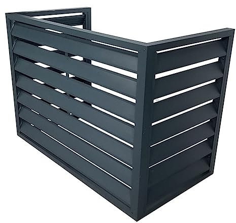 Outdoor-Klimaanlagenabdeckung, Aluminium, Lamellenzaun, Blumenregal, Fensterläden, freistehend, Raumteiler, grau, 110 x 60 x 80 cm