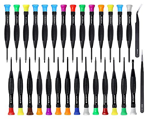Quystetes Juego de Destornilladores Torx 30 en 1 Juego de Destornilladores de Precisión Magnéticos con Mini Destornilladores de Punta Pinzas Esd