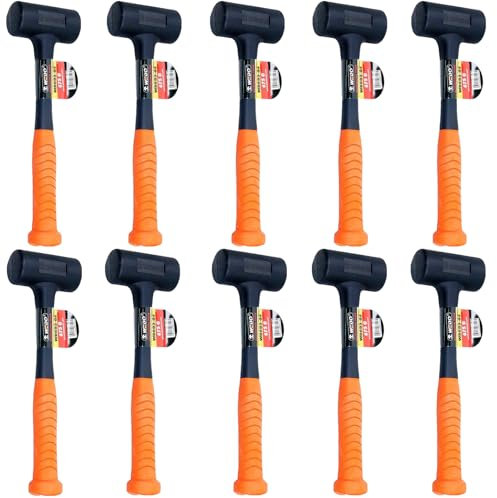 WEDO Dead Blow Hammer Set, 10 Piece Dead Blow Mallet with Fiberglass Handle, 1.5lb (24oz) Rubber Mallet Hammer, Spark and Rebound Resistant,Shockproof Design, Double-Faced Soft Mallet, 310mm Length