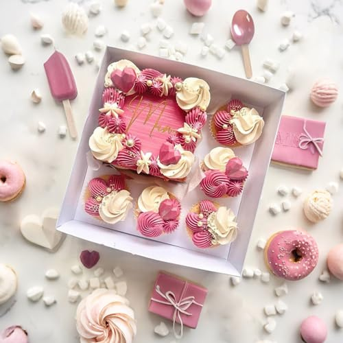 Aslanka - Cajas para tartas y cupcakes, 5 cupcakes, juego de 5 piezas con cinta, perfecto para cenas familiares, cumpleaños, camping