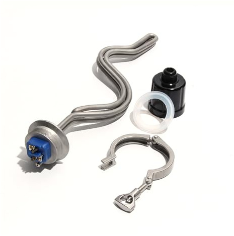 PVUVTNAHW 2 Tri-Clamp Wave-Shaped Immersion Heating Element Water Heater 240V 2.5/3.5/4.5/5.5/6.5KW SUS304 Electrical Resistance(Type B-240V-5.5KW)