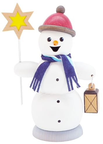 Kuhnert Rauchmann/Räucherfigur aus Holz - Schneemann mit Sternsinger - Größe: ca. 13 cm - Made in Germany