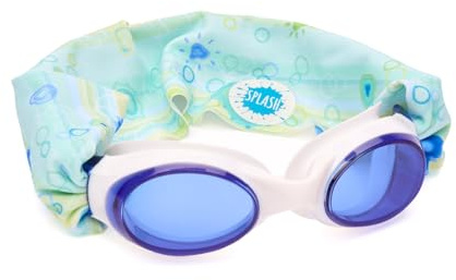 Splash Place KIDS SWIM GOGGLES with Fabric Strap - SEA GLASS | Tangle-Free, Swimming Goggles for Kids, Comfy Fabric Strap Goggles - Won't Pull Your Hair - Purple Goggles for Swimming