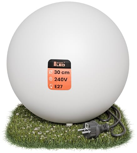 SMART LED Kugelleuchte für Garten IP65-30 cm Kugel Außenleuchte Optik - E27 230V - winterfest - Erdspieße, austauschbare Lichtquelle, Weg- und Gartenbeleuchtung (Ø 30 cm)