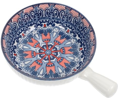 TOPPERFUN 1pezzi Ciotola in Ceramica Con Manico Per Zuppe e Pasta Resistenti Microonde e Lavastoviglie Per Casa e Ristoranti Design Semplice e Creativo Idea Regalo