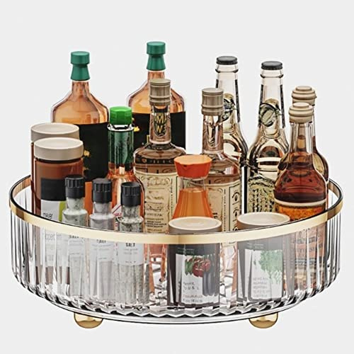 Drehteller Organizer 360°, Multifunktionales Drehteller Tablett 27cm, Schrank Organizer, Gewürzregal Drehbar für Schrank, Speisekammer, Küche, Arbeitsplatte, Badezimmer, Kühlschrank, Tisch
