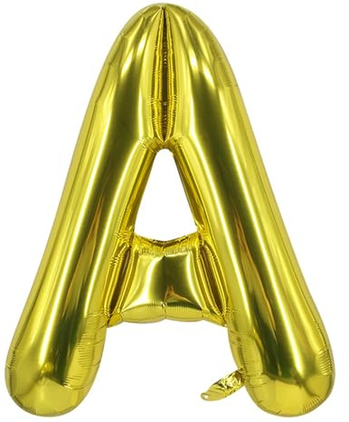 XXL 40 Zoll große Goldfarbene A Buchstabe Ballons Jumbo Helium, Folie Mylar Big Alphabet Ballons Jubiläum Babyparty Hochzeit Geburtstag Party Dekoration (Gold A)