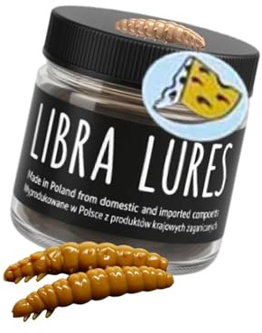 Libra Lures Larva 35 mm – Forellenköder mit Käse-Aroma | Ultraweicher Softbait, schwimmfähig | 12 Stück | für UL, Tremarella & Sbirolino | Bienenmade-Imitation | Farbe: 036 (Coffee Milk)