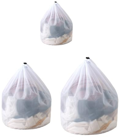 3 Pezzi Sacchetto Lavatrice, 3 Misure Sacchetti Lavatrice Riutilizzabile Biancheria Retina per Lavatrice con Coulisse, Rete Salvabucato per Camicetta Reggiseno Calzini(30 * 40cm+40 * 50cm+50 * 60cm)