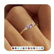 ZNBOH Anelli Donna Oro 18K con Pietra Portafortuna Anello con Acquamarina Ametista Citrino Diamante Simulato Zirconi Anello Mignolo Fedi Nuziali Fedine Fidanzamento Regalo Compleanno Anniversario