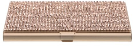GARIOUANS Rhinestone Beströdd Visitkortshållare i Aluminiumlegering Ultra Tunn Metallkortfodral med Glittrande Design Robust och Bärbar Desktop Organizer för och Affärsresor