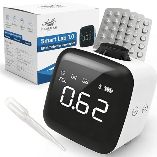 Chlorreich SmartLab 1.0 – Digitaler Pool Wassertester 6-in-1 – Photometer für Chlor, pH, Alkalinität & CYA – Messgerät für präzise Wasseranalyse