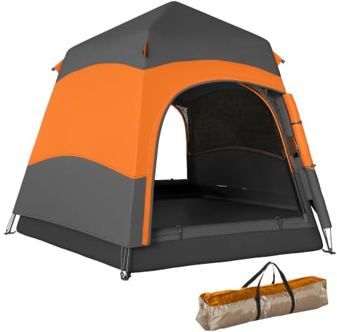 Outsunny Double Layer Instant Pop Up Tent with Rainfly 4 Person Orange