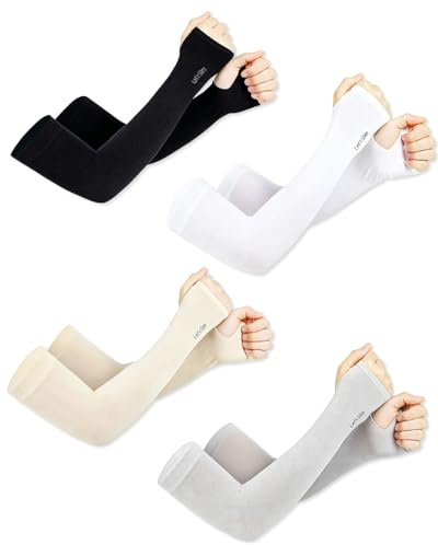 YIPFEN 4 Pares Mangas para Brazos, Protección UV Manguitos Refrigerantes para Ciclismo Golf Running Actividades al Aire Libre