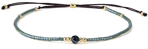 KELITCH Armbänder aus Achat-Perlen, neue Freundschaftsarmbänder aus Miyuki-Perlen, für Damen - Schwarz Achat