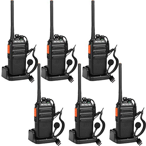 Retevis RT24 Plus Funkgeräte Professionell, PMR Walkie-Talkie Erwachsene Aufladbar, 16 Kanäle VOX CTCSS&DCS, Funksysteme mit Headset, Walki Talki 6er Set für Schule und Gewerbe (6 STK, Schwarz)