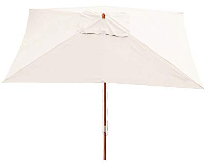 Mendler Sonnenschirm Florida, Gartenschirm Marktschirm, 3x4m Polyester/Holz 6kg - creme