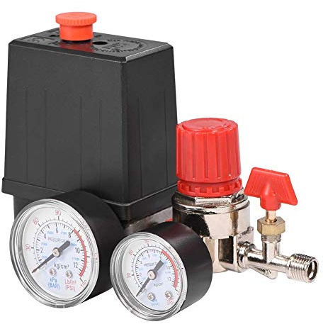 Nikou Druckschalter kompressor - 1 Pack Kleiner Luftkompressor-Druckschalter Steuerventilregler mit Messgeräten