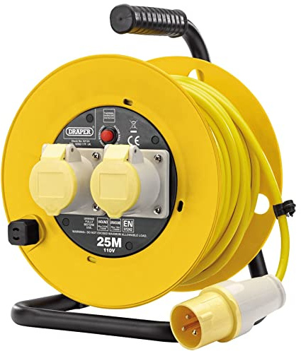 Draper 110V Twin Extension Cable Reel, 25m 02124