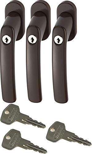 ABUS FG200 B SB abschließbarer Fenstergriff, braun im Set 3 Stück