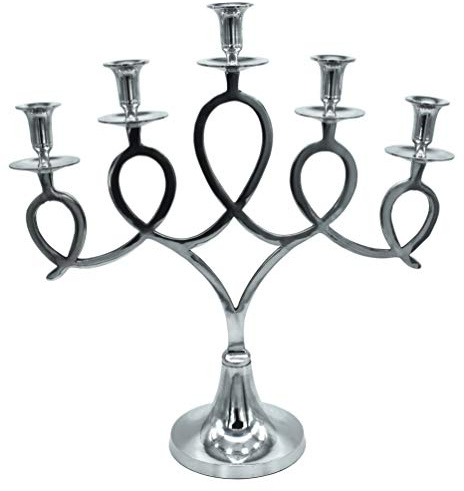 Möbelbörse Kerzenständer 3/5 armig Kerzenleuchter Kerzenhalter Kandelaber Leuchter Silber Hochwertig 45/57cm (57cm (5-armig))