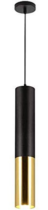 Mozeny LED Pendant Light Cylinder Ceiling Lights Classic Black & Gold Combine Long Tube Hanging Lamp Ceiling Downlight for Kitchen Island Dining Room Bedroom Cylinder Light