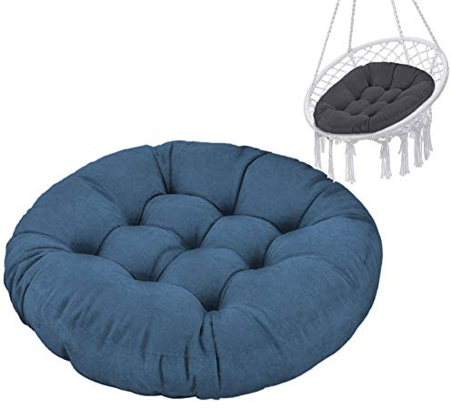 Ferocity Hängesessel Kissen, Polster Bodenkissen für Schwenksessel, Auflage für Baumwoll Hängeschaukel, Papasansessel, Hängekorb, Hängestuhl, Durchmesser 90 cm, Farbe: Leinen Blau [114]