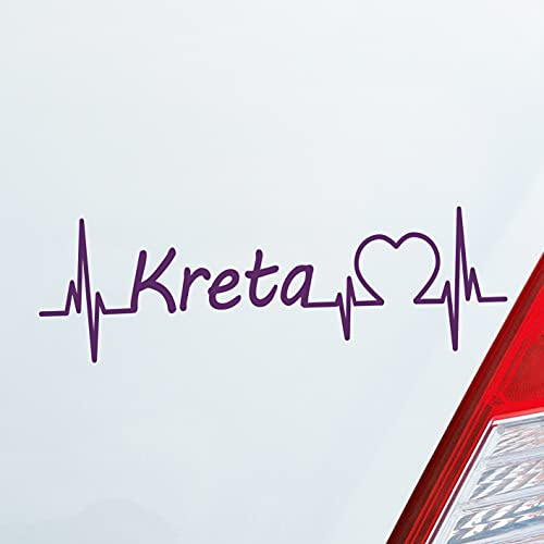 Hellweg Druckerei Auto Aufkleber Kreta Puls Herzschlag Fun Sticker Heckscheibenaufkleber Autoaufkleber mit Insel Motiv
