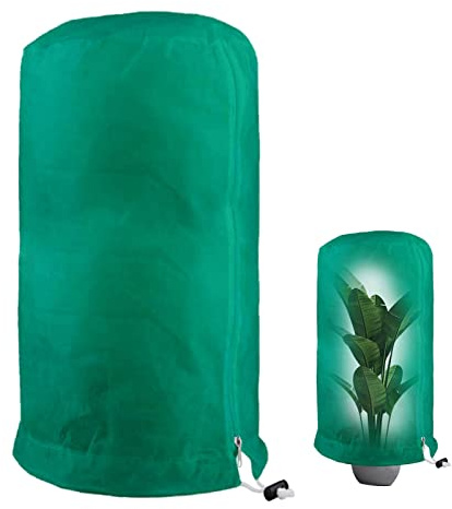 Housse D'hivernage Pour Plantes d'extérieures, Housse de Protection Ajustable avec Cordon de Serrage à Glissière, Anti-Givre Réutilisable Voile hivernage de Protection des Plantes (Vert,60×80cm)