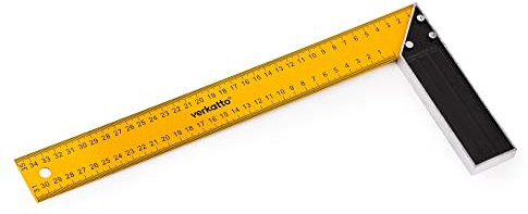 Mivos Schreinerwinkel mit 350 mm Federstahlklinge und Aluminiumgriff - Anschlagwinkel mit Skala Beidseitig - Universalwinkel 90 Grad für Schreiner- und Schlosserarbeiten