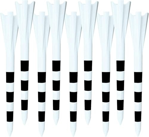 Golf Tees Plastik Unzerbrechliche 3 1/4 2 3/4 Zoll 30 Packung oder Lange Tees 40 Stück mit 1 1/2 Kurze Tees 20 Stück, fünf Krallen Golf Tee Gemischte (Weiß + Schwarz Linie, 30 Pack-3 1/4 '' 83mm)