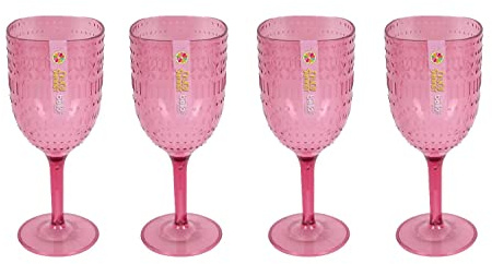 YöL Pack of 4 Wine Goblets Pink Aztec Reusable BBQ Summer Party Tableware Camping Glasses Cocktail