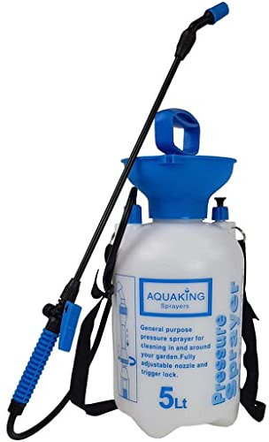 Pulverizador Aquaking Presión Previa 5L. con Lanza y Colgador, Blanco