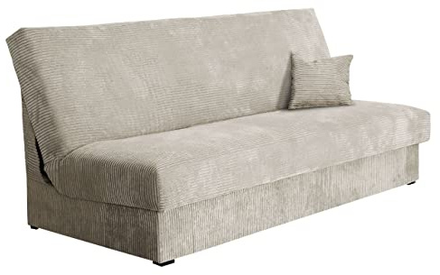 Mirjan24 Schlafsofa Adela Mini Cord mit Bettkasten, 3 Sitzer Sofa, Bettsofa, Couch mit Schlaffunktion, Polstersofa, Schlafsofa, Couchgarnitur, Farbauswahl (Poso 100)