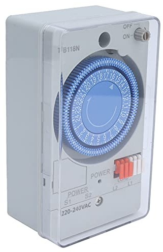 Mini 24 Stunden mechanische Zeitschaltuhr 220 240v, Outdoor Indoor Basic Timer mit Benutzerhandbuch, Ideal für Poolpumpen, Wasserheizungen, Außenbeleuchtung Lampen