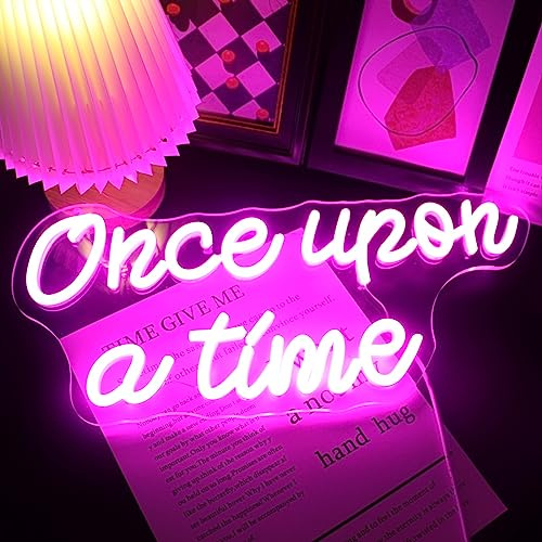 Led Once Upon A Time Neon Zeichen Buchstaben USB betrieben Neon Lichter für Mädchen Zimmer Home Art Wand Dekor Geburtstag Party Fenster Wohnzimmer Dekor Weihnachten Geburtstagsgeschenk (Rosa)