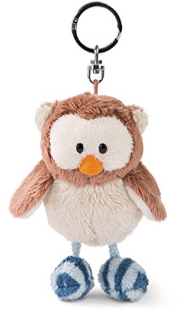 NICI Oscar 48967 Keyring Owl 10 cm Brown with Rotating Head Cuddly Toy Pendant with Key Ring for Lanyard, Keychain & Key Holder