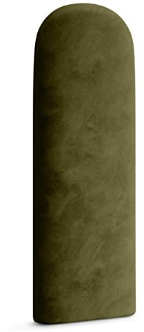 Muralo Panel tapizado ovalado de pared, cojín de pared, cabecero de cama, panel de pared, dormitorio, salón, cama, cojín de lomo, moderno, tapizado de lujo (30 cm x 100 cm, verde oliva)