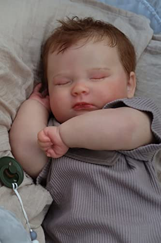 KIGKYO Reborn Baby,23 Zoll(60cm Realistische Silikon Babypuppe, Vinyl Material Puppen,Augen geschlossen Neugeborene Babypuppen,Echte Lebensechte Reborn Babypuppe