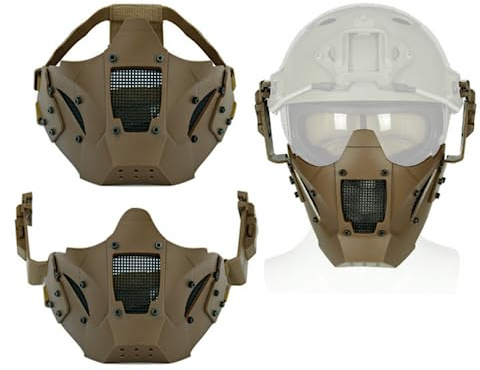 ACEXIER Taktische Maske Paintball Taktische Eisenmaske Halbgesicht Iron Warrior Stahl-Mesh-Masken Doppelband-Schutzabdeckung