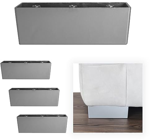P17 - TRAPEZIO | SET 4 Piedi in Metallo +16 Viti | Finitura: Satinato | Dimensioni: Altezza 5 cm Lunghezza 15 cm | Gambe per Divani, Mobili, Armadi, Poltrone | Piedi in metallo per Arredamento